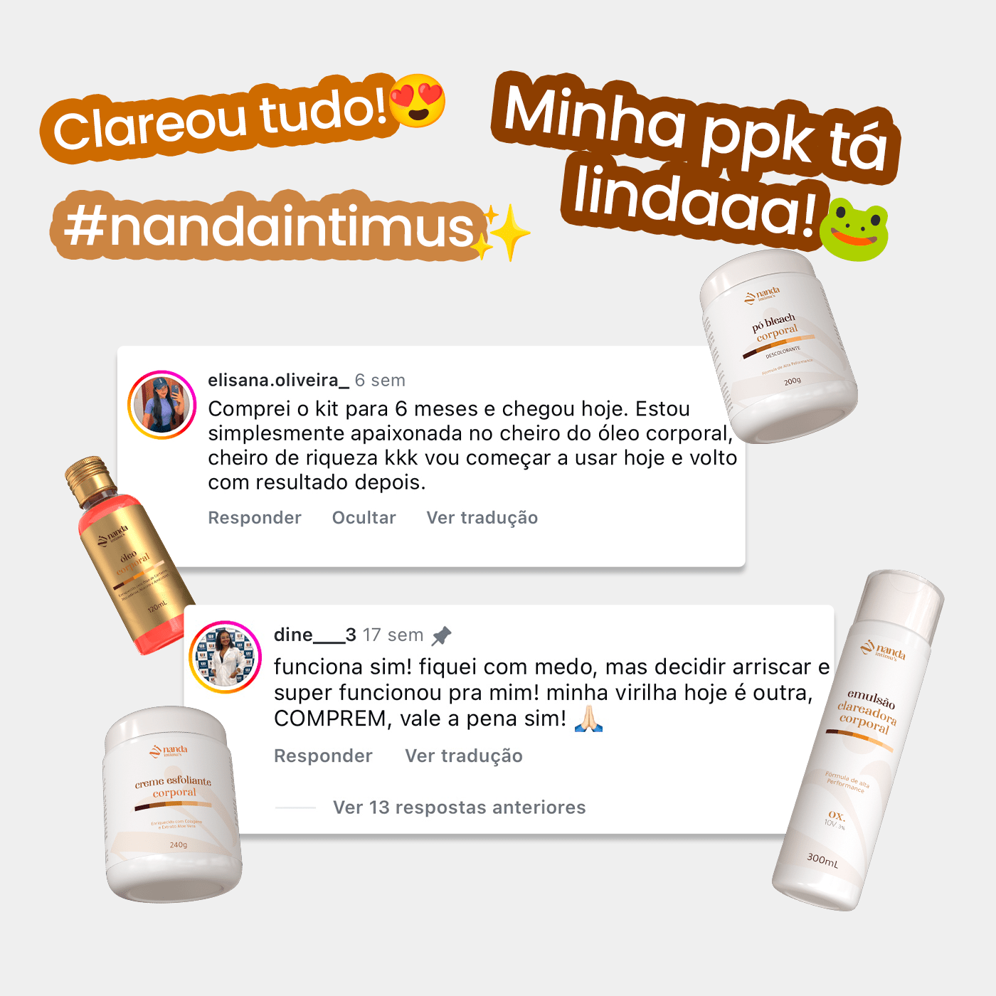 Kit Clareador de Manchas | Tratamento 1 Ano com + 2 Depiladores - Nanda Intimus