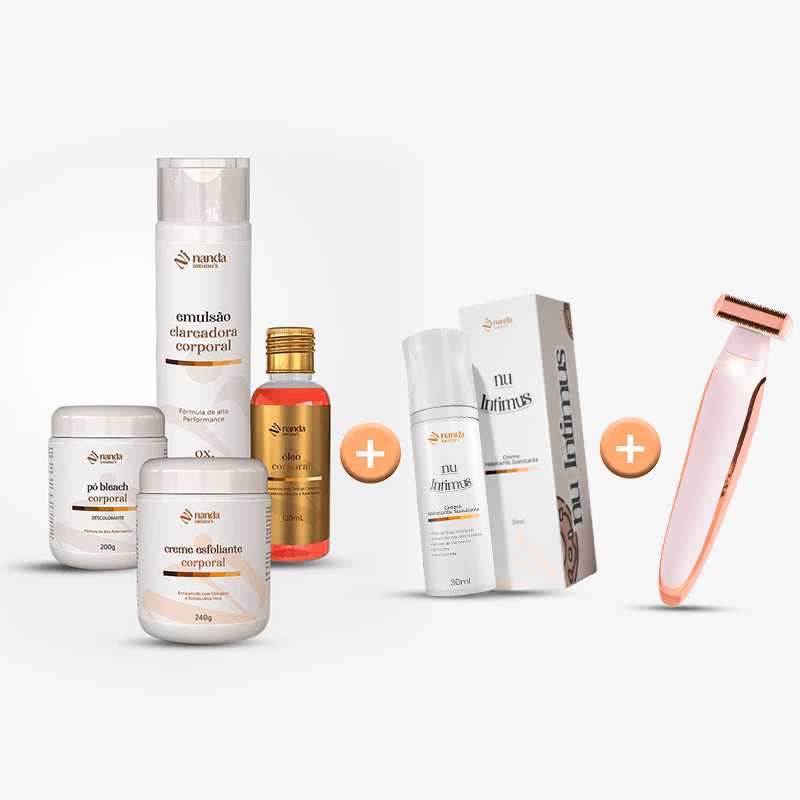 Combo Kit Clareador + Nu Intimus + Depilador Anti Foliculite - Nanda Intimus