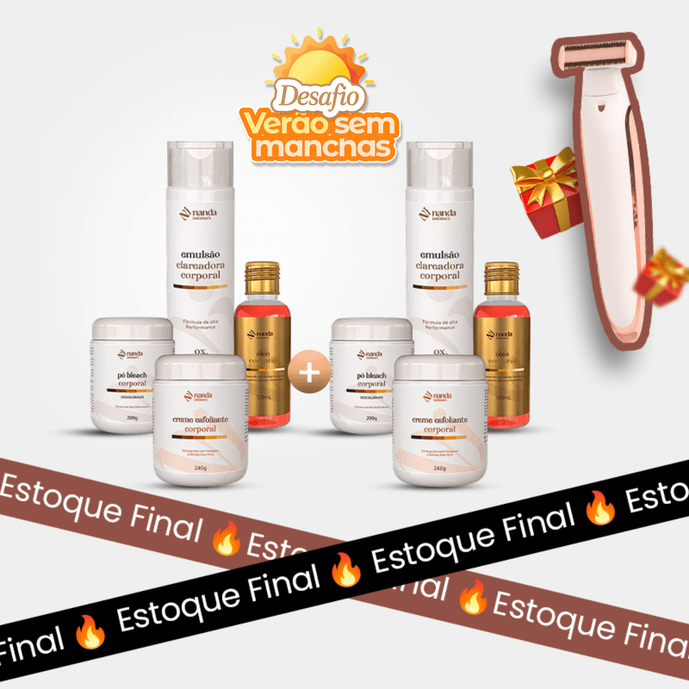 Kit Clareador de Manchas | Tratamento 4 Meses com 2 Kits (GANHE DEPILADOR) - Nanda Intimus